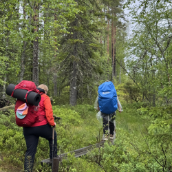 Varovasti pitkospuilla.